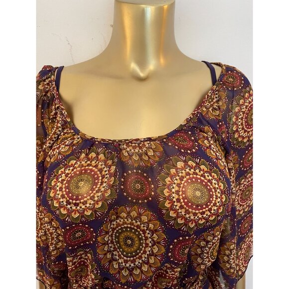 6 Degrees Purple Slip Dress & Boho Print Chiffon Dress - S Hippicore Tweecore Y2 - Picture 7 of 10